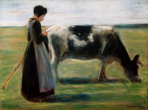 Fille avec vache, 19ème siècle