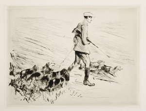 Chasseur avec des chiens - Max Liebermann