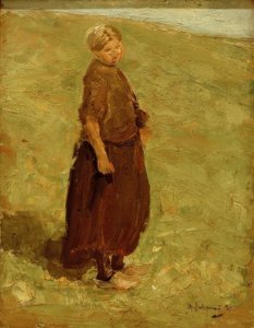 Fille sur la dune, debout vers la droite - Max Liebermann