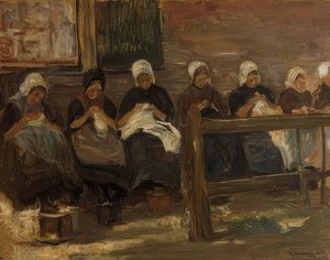 Filles cousant à Huyzen - Étude avec sept figures