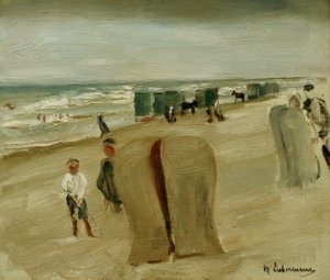 Plage avec cabines de plage - Max Liebermann