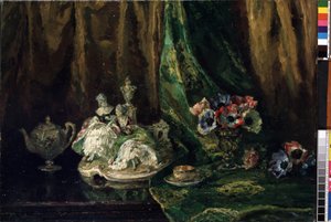 Nature morte à la porcelaine et aux fleurs - Max Müller
