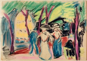 Promeneurs dans le parc - Max Pechstein