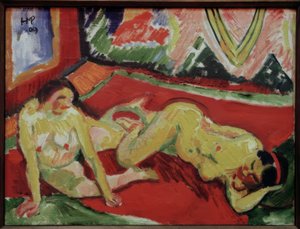 Deux nus féminins dans la chambre - Max Pechstein