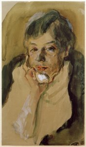 Nini Slevogt avec le menton appuyé