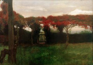 Tonnelle rouge avec chien - Max Slevogt