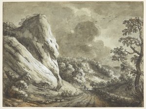 Chemin entre des rochers et des pentes boisées