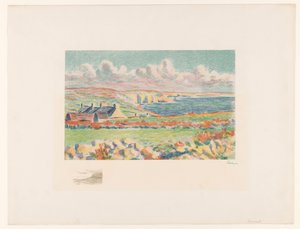 Paysage côtier avec maisons (Camaret) - Maximilien Luce (signed by artist)