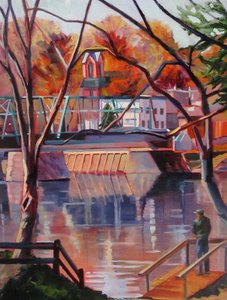Pêcheur sur la rivière en automne - Maxine Shore