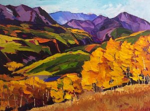 Vue sur la montagne Golden Aspen