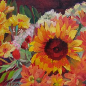 Bouquet de tournesols dorés