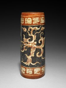 Vase avec plante de figuier animée, 600-900 après J.-C. - Mayan