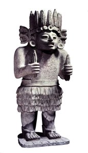 Civilisation précolombienne : statue maya représentant le dieu des servantes. Paris, Musée de l