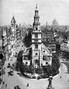 Église de St Clement Danes, le Strand et Fleet Street depuis Australia House, Londres, 1926-1927 - McLeish