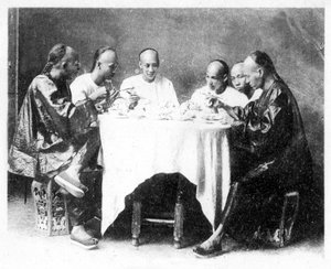 Heure du dîner, Hong Kong, Chine, vers 1900