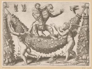 Putti ridiculisant un singe