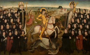 Les membres de la Guilde de la Grande Arbalète de Malines, vers 1500 - Meester van de Mechelse Sint Jorisgilde