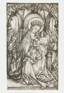 Madone trônante adorée par des anges