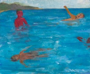 Quatre nageurs, 2017 (huile sur toile)