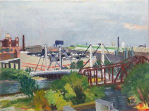 Looking West Over the North Branch, 2014 (huile sur toile) - Megan Williamson