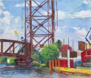 Vue du parc commémoratif Ping Tom, 2015 (huile sur toile) - Megan Williamson