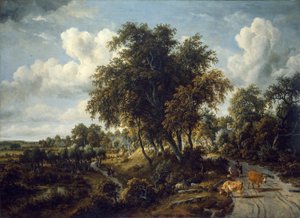 Paysage boisé : le chemin sur la digue - Meindert Hobbema
