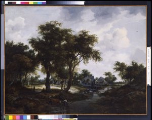 Le moulin à eau (Le paysage de Trevor) - Meindert Hobbema