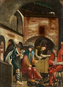 Les saints Crispin et Crispinian dans leur atelier de cordonnerie - Meister der Crispinuslegende