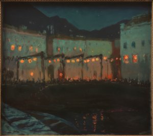 Fête populaire nocturne au lac de Garde