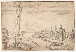Paysage avec une ville - Melchior Lorck