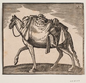 Cheval lourdement chargé