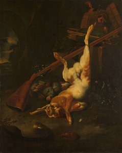 Un sac de chasseur, avec lièvre mort