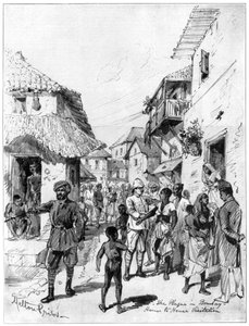 Visite de maison en maison pendant la peste à Bombay, Inde, 1898 - Melton Prior