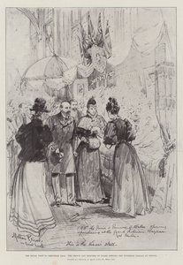 La visite royale à Trentham Hall, le prince et la princesse de Galles ouvrant le bazar victorien à Fenton - Melton Prior