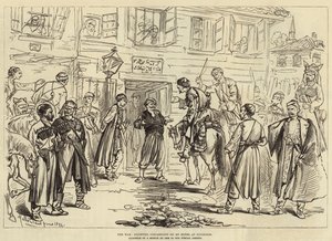 La guerre, cantonnement des Circassiens dans un hôtel à Nicopolis
