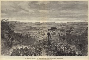 La guerre zouloue, avancée des troupes britanniques sur Ulundi, le kraal du roi au loin - Melton Prior