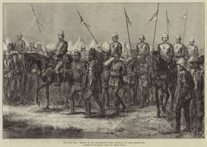 La guerre zouloue, retour des ambassadeurs de Cetewayo à Lord Chelmsford