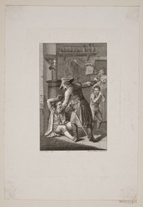 Illustration avec une personne en uniforme se battant avec un homme allongé - Meno Haas