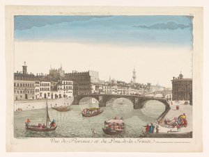 Vue du Ponte Santa Trinita sur le fleuve Arno à Florence - Mesard