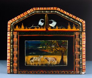 Coffre (bois laqué et peint) (détail) - Mexican School