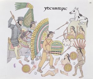 Hernando Cortés, assiégé à Tenochtitlan, décide de quitter la ville, illustration d