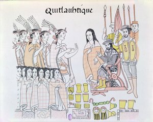 La Malinche agissant comme interprète lors de la présentation de femmes et d