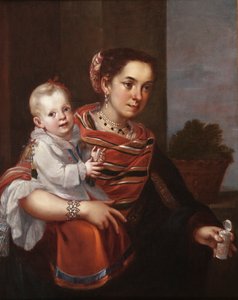 Femme morisque et fille albinos, vers 1750