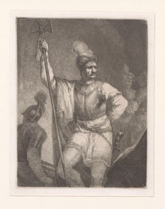 Soldat avec hallebarde et casque