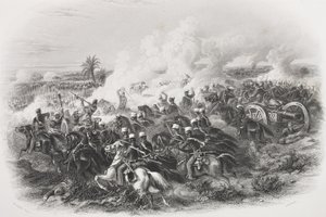 La bataille de Moodkee, 1845, gravée par C.H. Jeens, de 