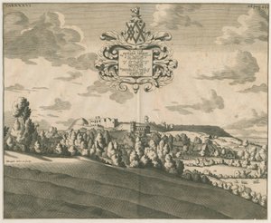 Château de Tutbury - Vue lointaine : gravure sur cuivre, nd [vers 1686]