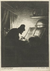 Homme écrivant à la lumière d