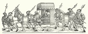 Un électeur allemand voyageant en litière (gravure) - Michael Ostendorfer