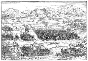 Mercenaires allemands en marche - Michael Ostendorfer