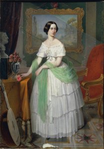 Figure féminine avec luth en robe blanche - Michael Stohl